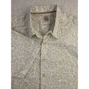 Pusser's West Indies Floral Button Up Short Sleeve Shirt Mens XL Cream Beige